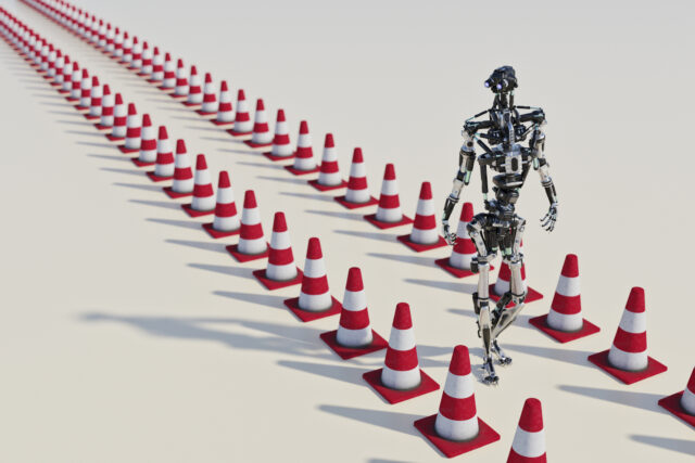 美国交通部大楼与AI数字网络概念图